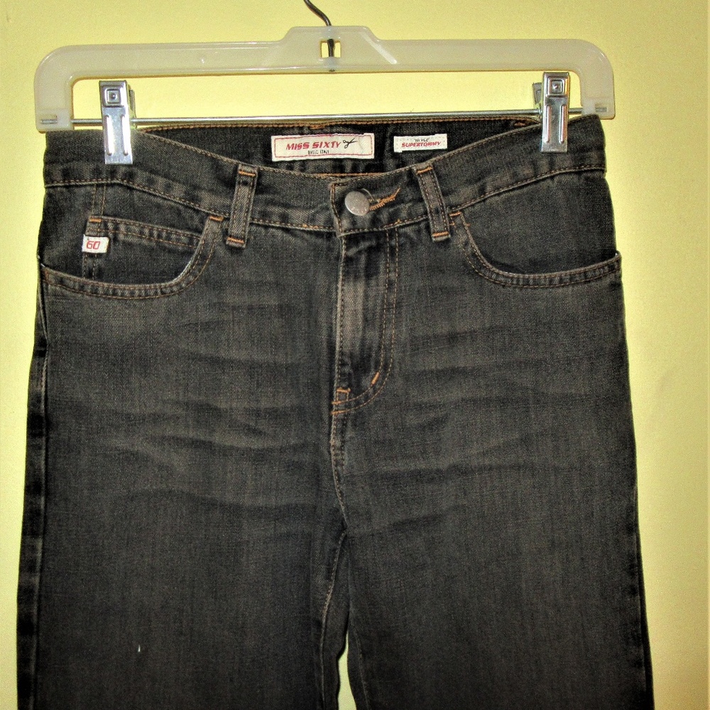 MISS SIXTY "SUPERTOMMY" FADED BLK FLARE LEG JEANS